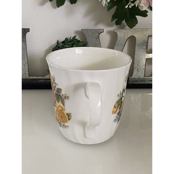 Crown Trent Harvest Coffee Mug Staffordshire England Yellow Rose Apple Berries - Picture 4 of 16